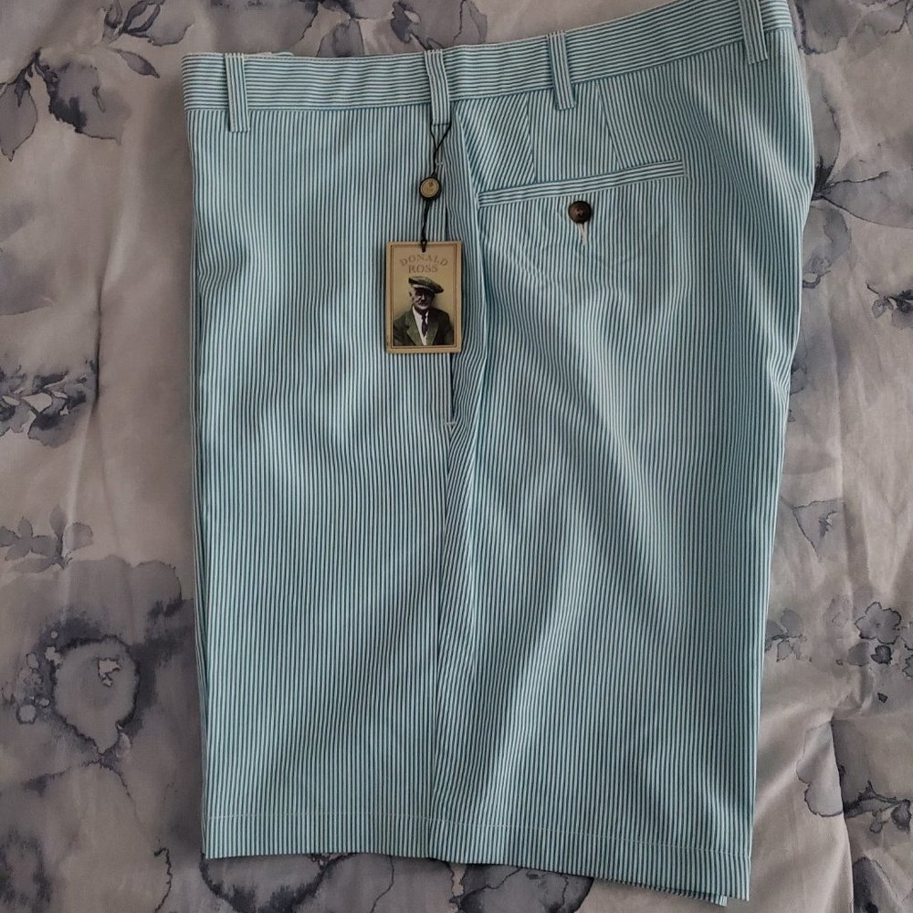 Men's - Donald Ross Golf Shorts - aqua striped - NWT